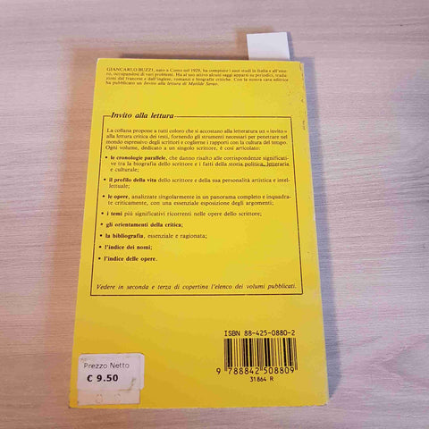 INVITO ALLA LETTURA DI TOMASI DI LAMPEDUSA - GIANCARLO BUZZI - MURSIA - 1972