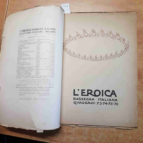 L'EROICA rassegna italiana QUADERNI 73 vittore grubicy de dragon 1921 cozzani