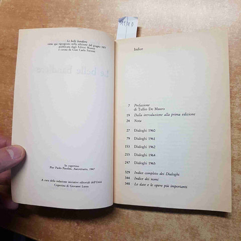 PIER PAOLO PASOLINI LE BELLE BANDIERE l'unita' editori riuniti 1991