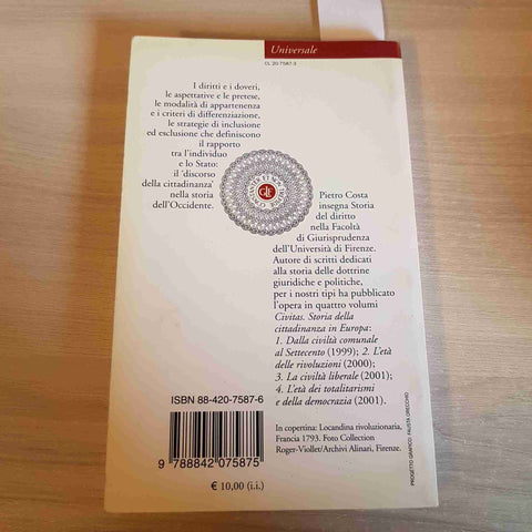 CITTADINANZA stato diritti doveri PIETRO COSTA - LATERZA - 2005