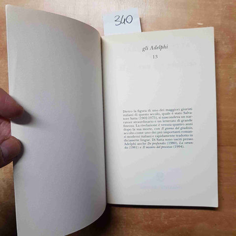 SALVATORE SATTA IL GIORNO DEL GIUDIZIO il romanzo della Sardegna 2003 ADELPHI