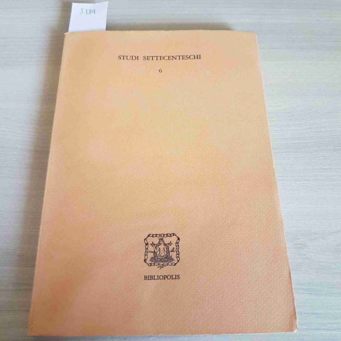 STUDI SETTECENTESCHI 6 architettura barocca sicilia calzabigi BIBLIOPOLIS 1986