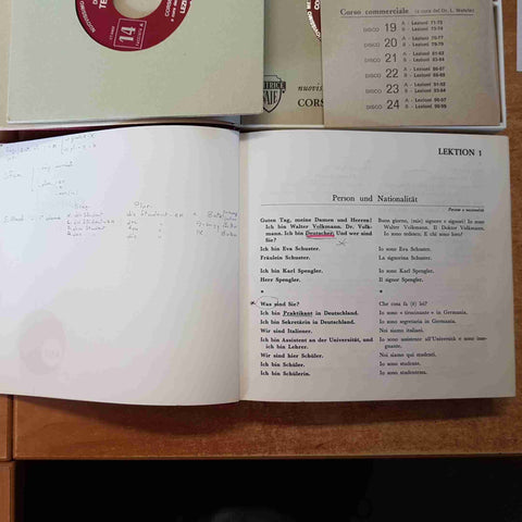 CORSO DI LINGUA TEDESCA SAIE metodo attivo 1967 LIBRO + 24 DISCHI 45 GIRI