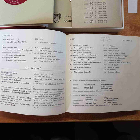 CORSO DI LINGUA TEDESCA SAIE metodo attivo 1967 LIBRO + 24 DISCHI 45 GIRI