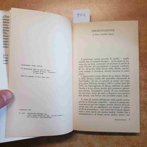 IL FUOCO DI ELIA PROFETA libro + dvd DAVID MARIA TUROLDO 1°edizione PIEMME 1993