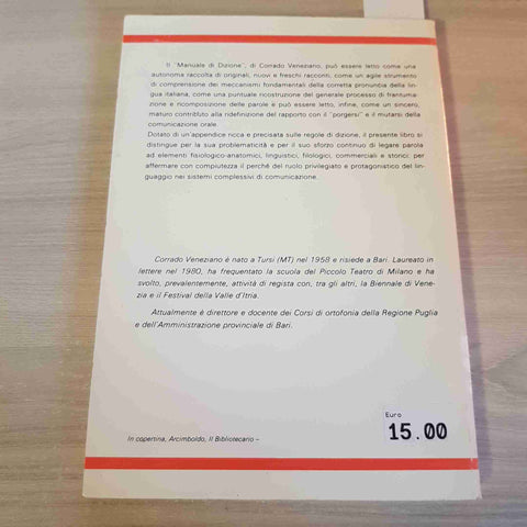 MANUALE DI DIZIONE apparato fonatorio CORRADO VENEZIANO - EDITRICE EUROPA - 1989