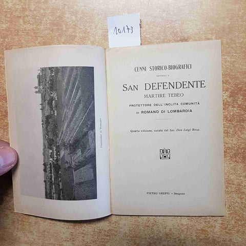 SAN DEFENDENTE MARTIRE TEBEO protettore di ROMANO DI LOMBARDIA 1924 Pietro Grepp