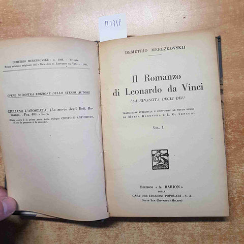 IL ROMANZO DI LEONARDO DA VINCI vol. 1 LA RINASCITA DEGLI DEI Merezkovskij 1933