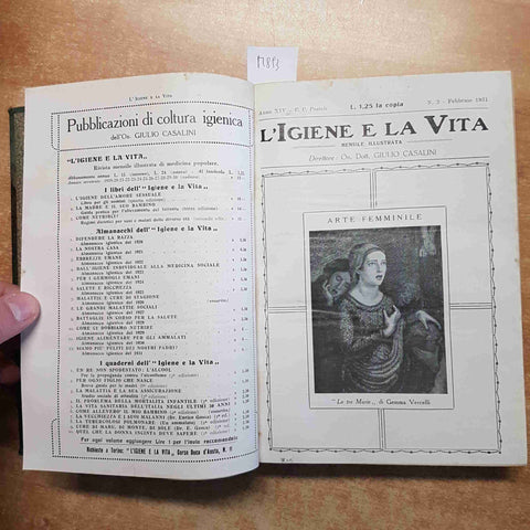 L'IGIENE E LA VITA mensile medicina ANNATA 1931 rilegata 12 numeri ANNO XIV