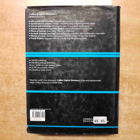 COLLINS ENGLISH DICTIONARY MILLENNIUM EDITION ZANICHELLI 1998 dizionario inglese