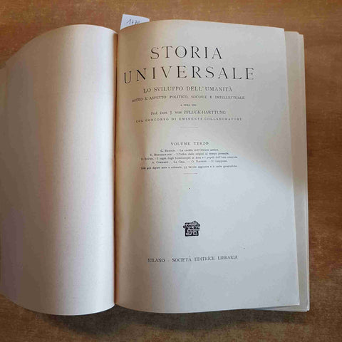 STORIA UNIVERSALE 3 L'ORIENTE pflugk-harttung 1924 EDITRICE LIBRARIA islam cina