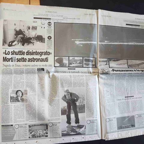 CORRIERE DELLA SERA 2 FEBBRAIO 2003 LO SHUTTLE SI DISINTEGRA bush nasa columbia