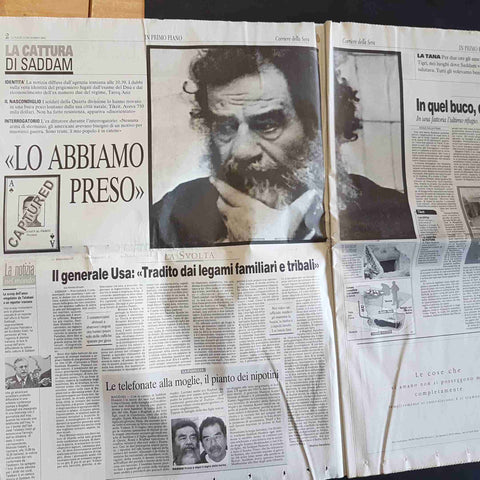 CORRIERE DELLA SERA 15 DICEMBRE 2003 CATTURATO SADDAM HUSSEIN tikrit bagdad