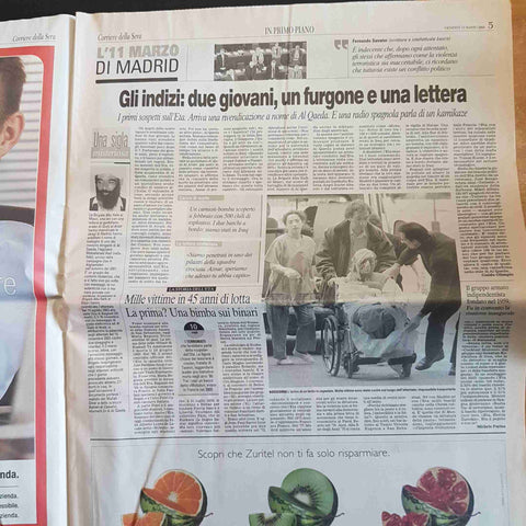 CORRIERE DELLA SERA MADRID 11 MARZO 2004 LA MANO DELL'ETA L'OMBRA DI AL QAEDA