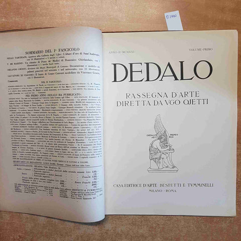 DEDALO UGO OJETTI 1921 bestetti ALTARE D'ORO SANT'AMBROGIO vincenzo gemito