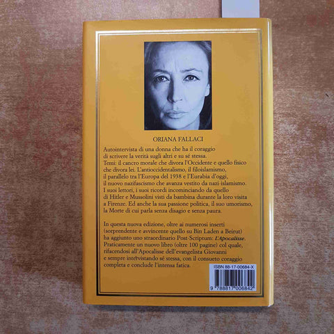 ORIANA FALLACI INTERVISTA SE' STESSA, L'APOCALISSE 2005 RIZZOLI