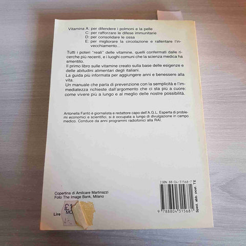 VITAMINE E PREVENZIONE - ANTONELLA FANTO' - MONDADORI - 1989