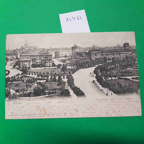 CARTOLINA MILANO PANORAMA DALLA TORRE STIGLER 1903 VIAGGIATA SCRITTA