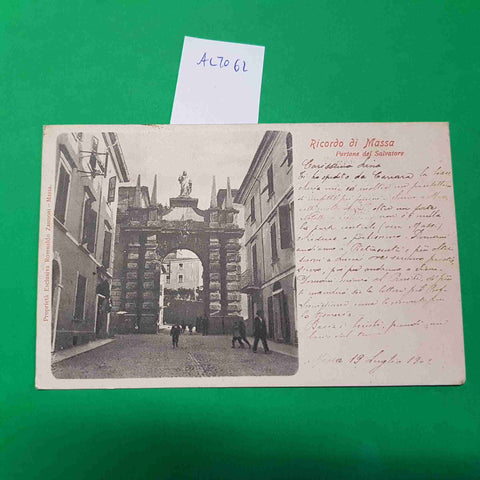 CARTOLINA RICORDO DI MASSA PORTONE DEL SALVATORE 1902 VIAGGIATA SCRITTA