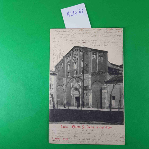 CARTOLINA PAVIA CHIESA SAN PIETRO IN CIEL D'ORO 1903 VIAGGIATA SCRITTA