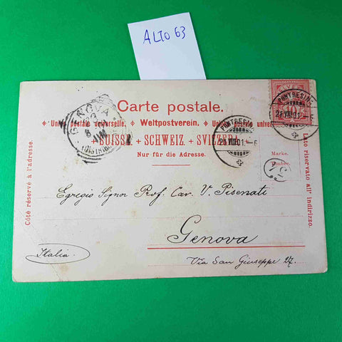CARTOLINA PONTRESINA canton grigioni maloja puntraschigna 1901 VIAGGIATA SCRITTA