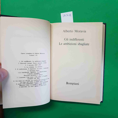 ALBERTO MORAVIA OPERE COMPLETE 1 BOMPIANI 1976 gli indifferenti, le ambizioni