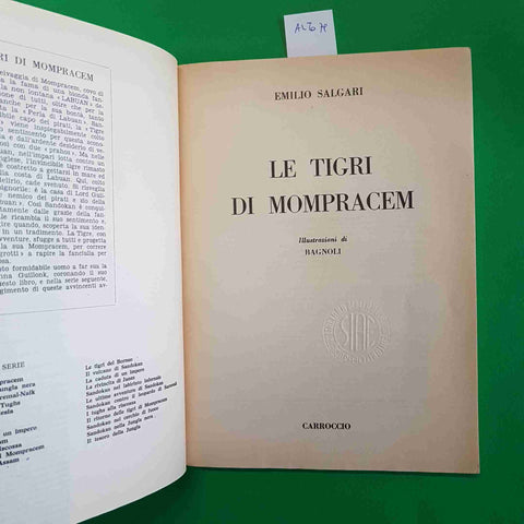 SALGARI - LE TIGRI DI MOMPRACEM - CARROCCIO illustrato 1964