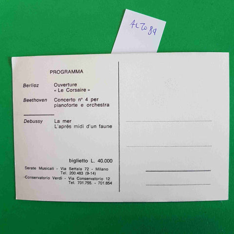 CARTOLINA PUBBLICITARIA SERATE MUSICALI CONSERVATORIO VERDI MILANO V. ASHKENAZY