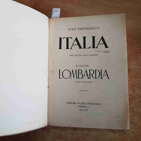 LOMBARDIA Luigi Parpagliolo ITALIA volume II LUCIANO MORPURGO 1932