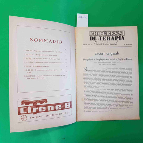 PREGRESSI DI TERAPIA rivista medica mensile APRILE 1942 OSTETRICIA E GINECOLOGIA