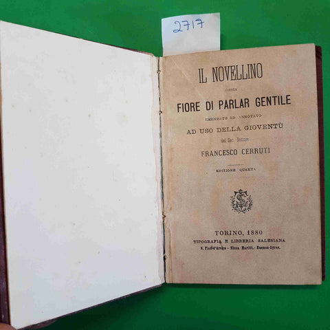 IL NOVELLINO OSSIA FIORE DI PARLAR GENTILE 1880 FRANCESCO CERRUTI salesiana
