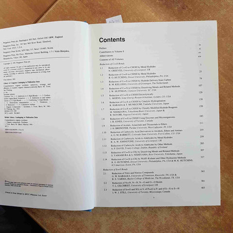 COMPREHENSIVE ORGANIC SYNTHESIS 8 REDUCTION Pergamon press 1991