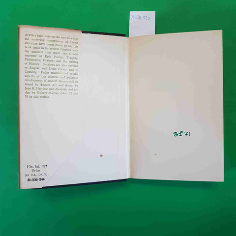 ANCIENT GREEK LITERATURE - MAURICE BOWRA 1959 OXFORD UNIVERSITY