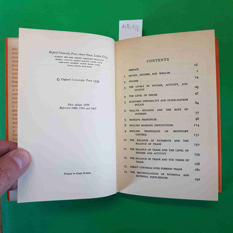 THE ECONOMICS OF MONEY economia del denaro A.C.L. DAY 1963OXFORD UNIVERSITY