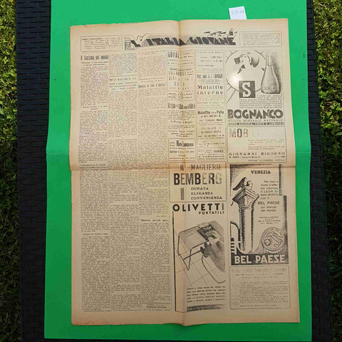 L'ITALIA GIOVANE 19 SETTEMBRE 1935 L'ITALIA NON DESIDERA LA GUERRA MA NON TEME