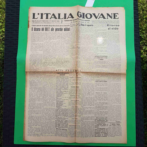L'ITALIA GIOVANE 29 AGOSTO 1934 MARINETTI AEROPITTURA discorso del duce gerarch