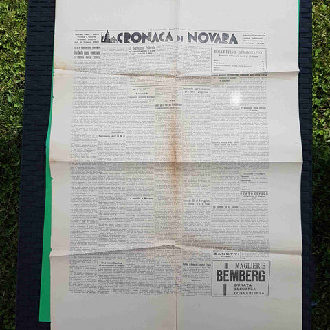 CRONACA DI NOVARA16 GIUGNO 1937 XV L'ITALIA GIOVANE grande formato 50x70 CM