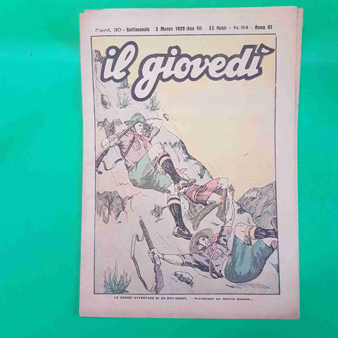 IL GIOVEDI' settimanale n 84 DEL 3 MARZO 1929 avventure di un boy scout
