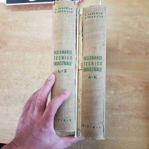 DIZIONARIO TECNICO INDUSTRIALE 1944 ALBENGA PERUCCA UTET 2 volumi da restaurare!