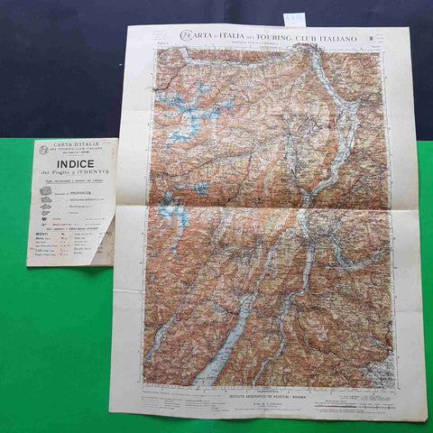 CARTA D'ITALIA TOURING CLUB 1913 FOGLIO 5 TRENTO SCALA 1:250.000 + INDICE