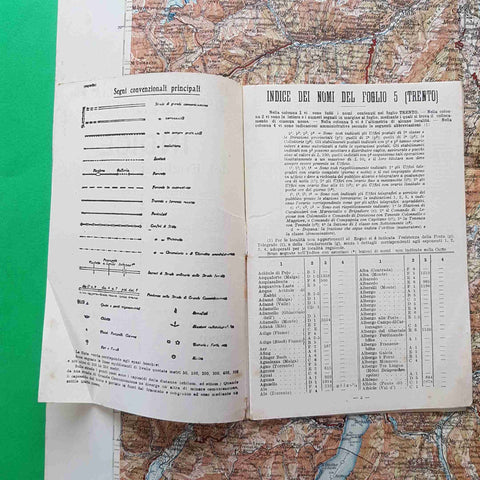 CARTA D'ITALIA TOURING CLUB 1913 FOGLIO 5 TRENTO SCALA 1:250.000 + INDICE