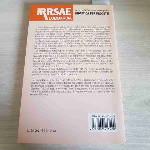 DIDATTICA PER I PROGETTI - FRANCA QUARTAPELLE irrsae lombardia FRANCOANGELI 2000
