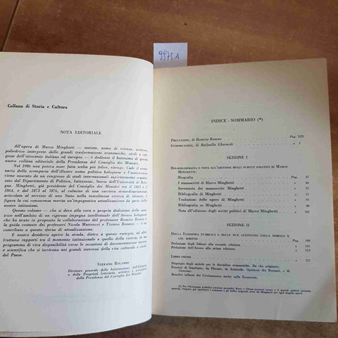 MARCO MINGHETTI SCRITTI POLITICI 1986 PRESIDENZA CONSIGLIO DEI MINISTRI gherardi