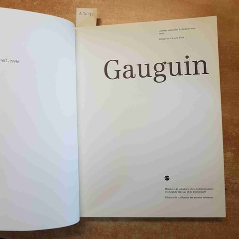 GAUGUIN catalogo mostra PARIS1989 REUNION DES MUSEES NATIONAUX