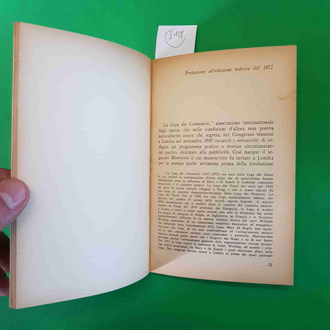 MARX ENGELS - MANIFESTO DEL PARTITO COMUNISTA 1969 EDITORI RIUNITI PCI