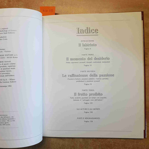 EROTICA ANTOLOGIA ILLUSTRATA D'ARTE E LETTERATURA Hill Wallace 1994 CDE erotism