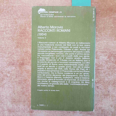 ALBERTO MORAVIA RACCONTI ROMANI volume secondo 1977 TASCABILI BOMPIANI