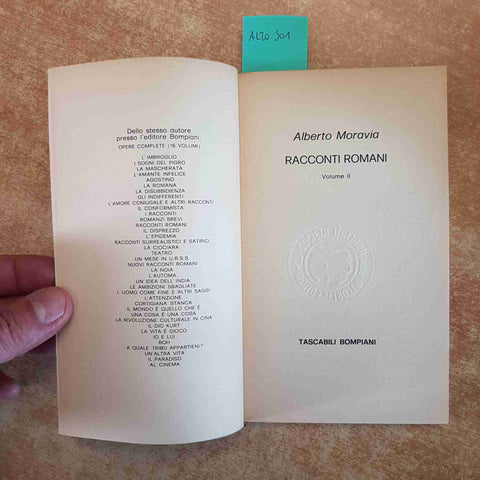 ALBERTO MORAVIA RACCONTI ROMANI volume secondo 1977 TASCABILI BOMPIANI