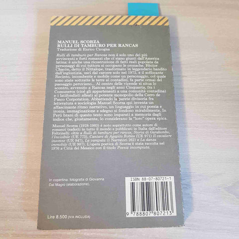 RULLI DI TAMBURO PER RANCAS - MANUEL SCORZA - FELTRINELLI - 1987