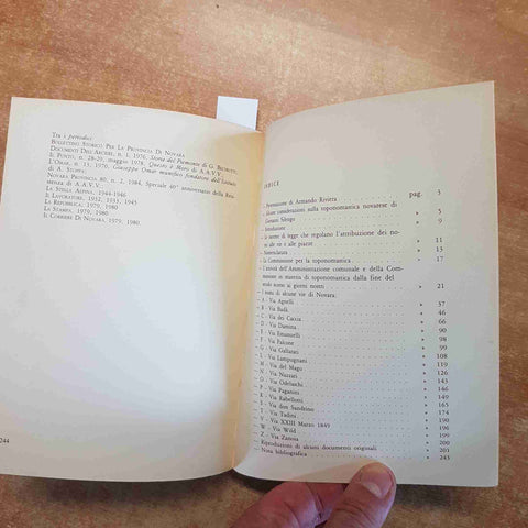 VIE, VICOLI E PIAZZE DI NOVARA 1989 I NOMI LA STORIA comoli della vesa